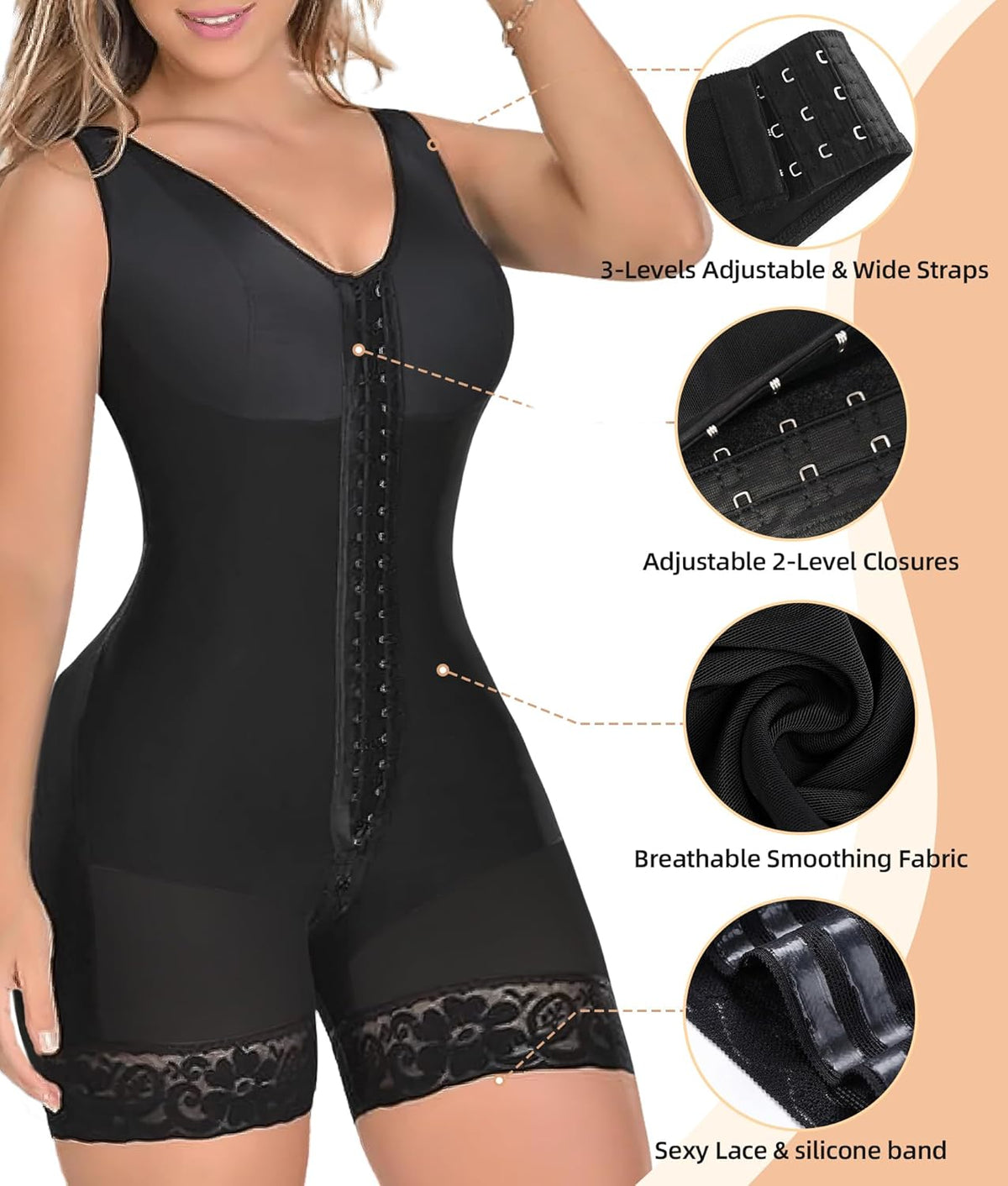 YIANNA Fajas Colombianas Shapewear for Women Tummy Control Post Surgery Full Body Shaper Butt