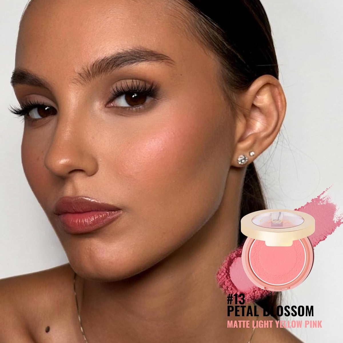 Oulac Yellow Pink Blushers for Cheeks Fair Skin Vegan,Mineral Powder Blush,Rich Colors, Buildable