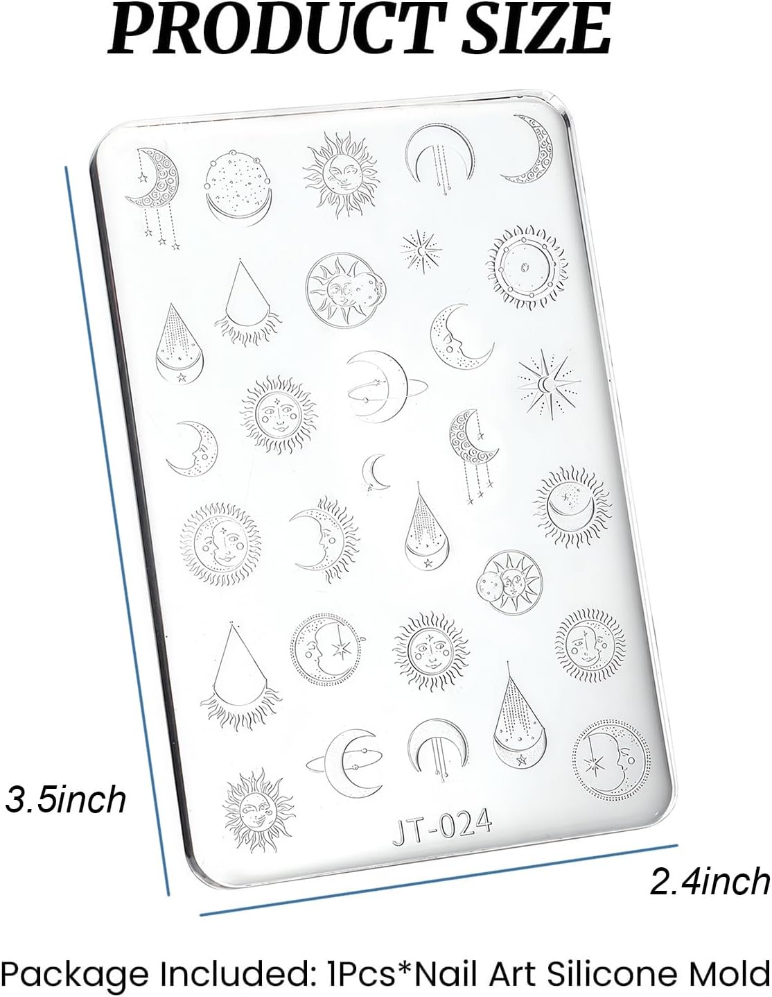 Nail Art Silicone Template, Sun and Moon Nail Decoration Silicone 3D Nail Art Carving Templates for