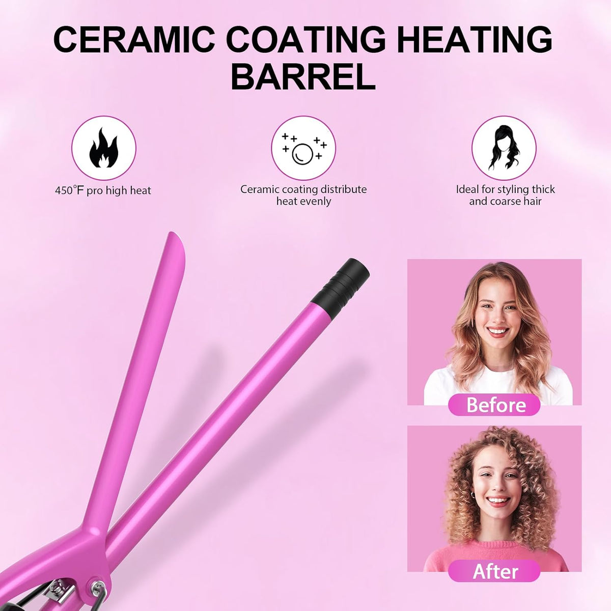 DAN Technology Small Ceramic Curling Wand with Adjustable Temperature for Tight Curls on Short &