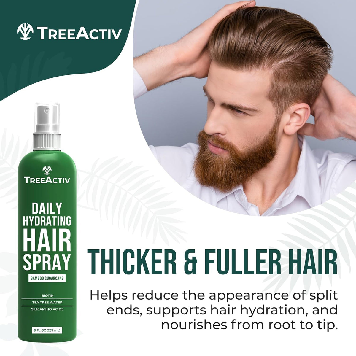 TreeActiv Hair Growth Daily Nourishing Spray with Biotin and Argan Oil - Fuller Hair for Women and