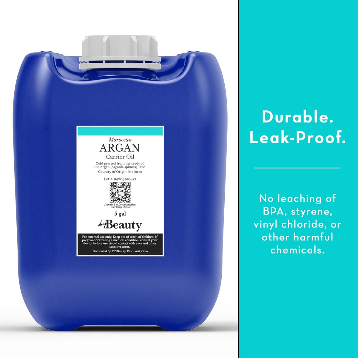 Bulk Argan Oil - Large 1 Gallon Jerrican - Natural, Cold Pressed, 100 Percent Pure Argan Oil for