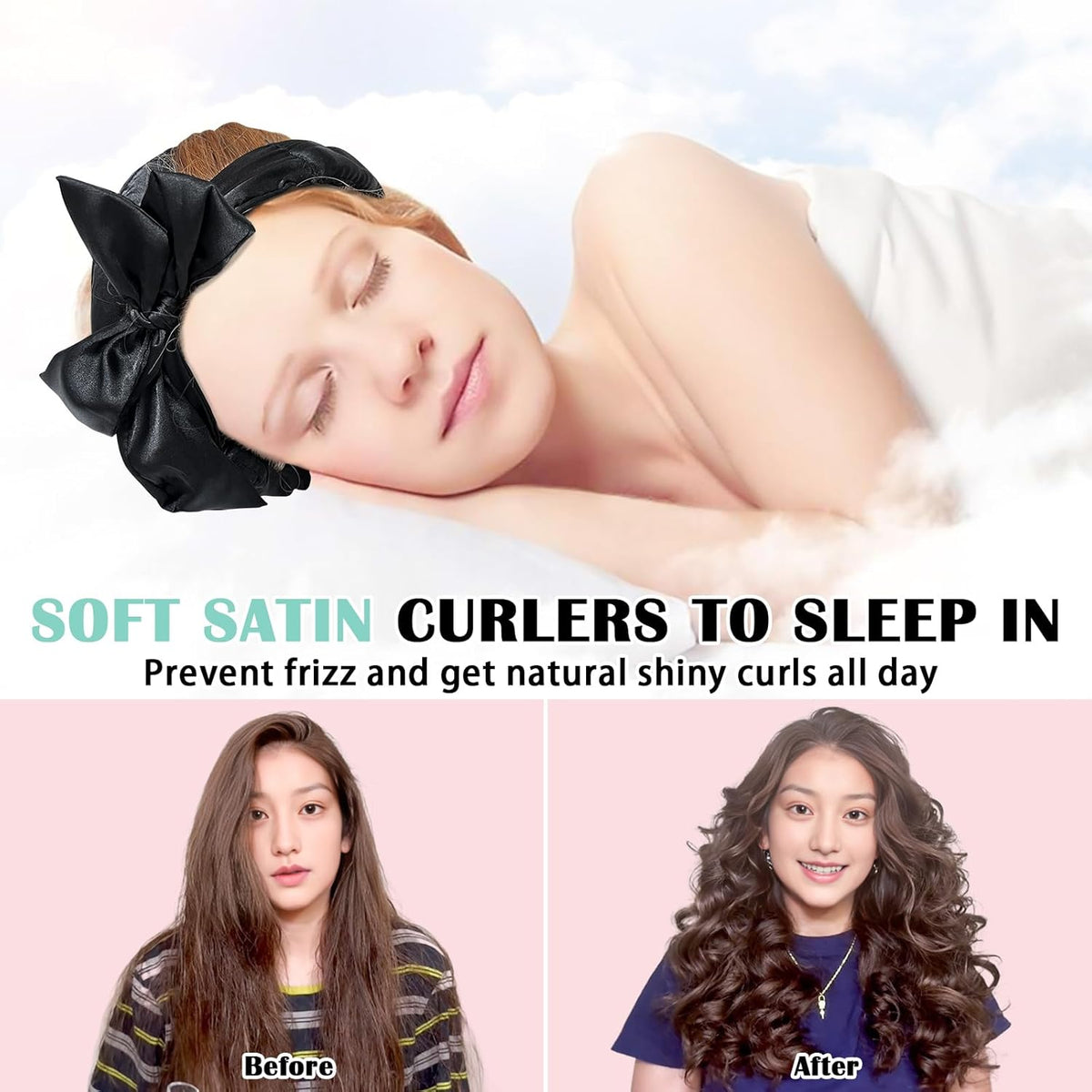 Satin Heatless Curls Overnight Hair Curlers to Sleep In Hair Curler Rollers No Heat Hair Wrap for