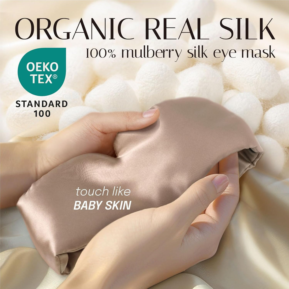 Silk Sleep Mask Soft Pressureless: 100% Mulberry Silk for Eye Skin Anti Wrinkles, Large Size for