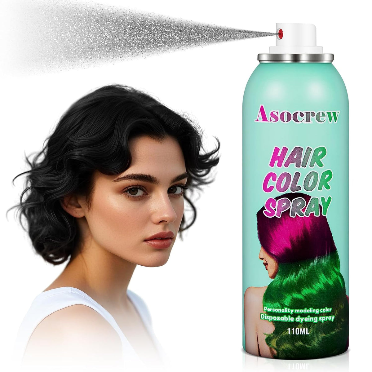 Black Hair Spray,Hair Color Spray Dye,Temporary Hair Color Spray for Kids Women Men,Color Hair