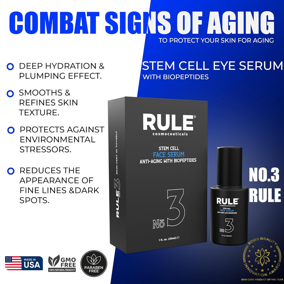 No.3 - Facial Serum with Biopeptides & Apple Stem Cells, Face Serums for Anti Aging, Peptide Serum