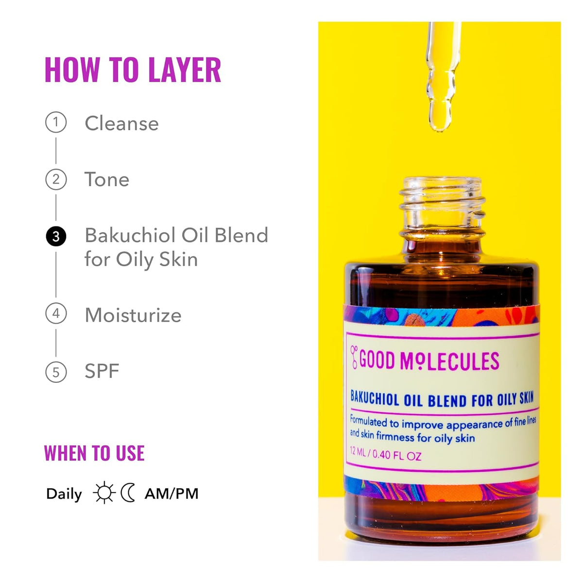 Good Molecules Bakuchiol Oil for Oily Skin - Ultra Hydrating Natural Blend with Bakuchiol and
