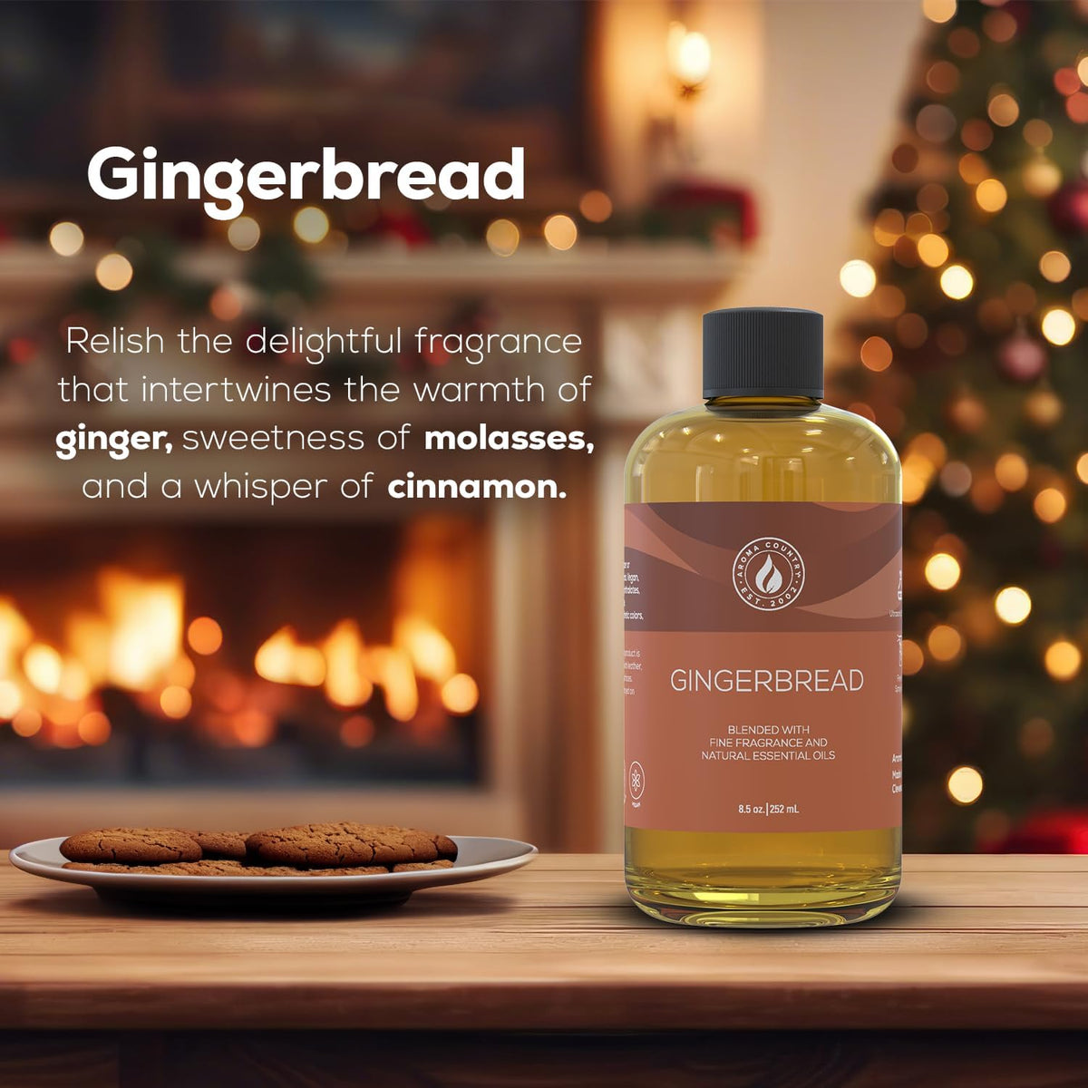Aroma Country Gingerbread Diffuser Oil - Luxury Essential Oils for Diffuser Refill & Air Freshener