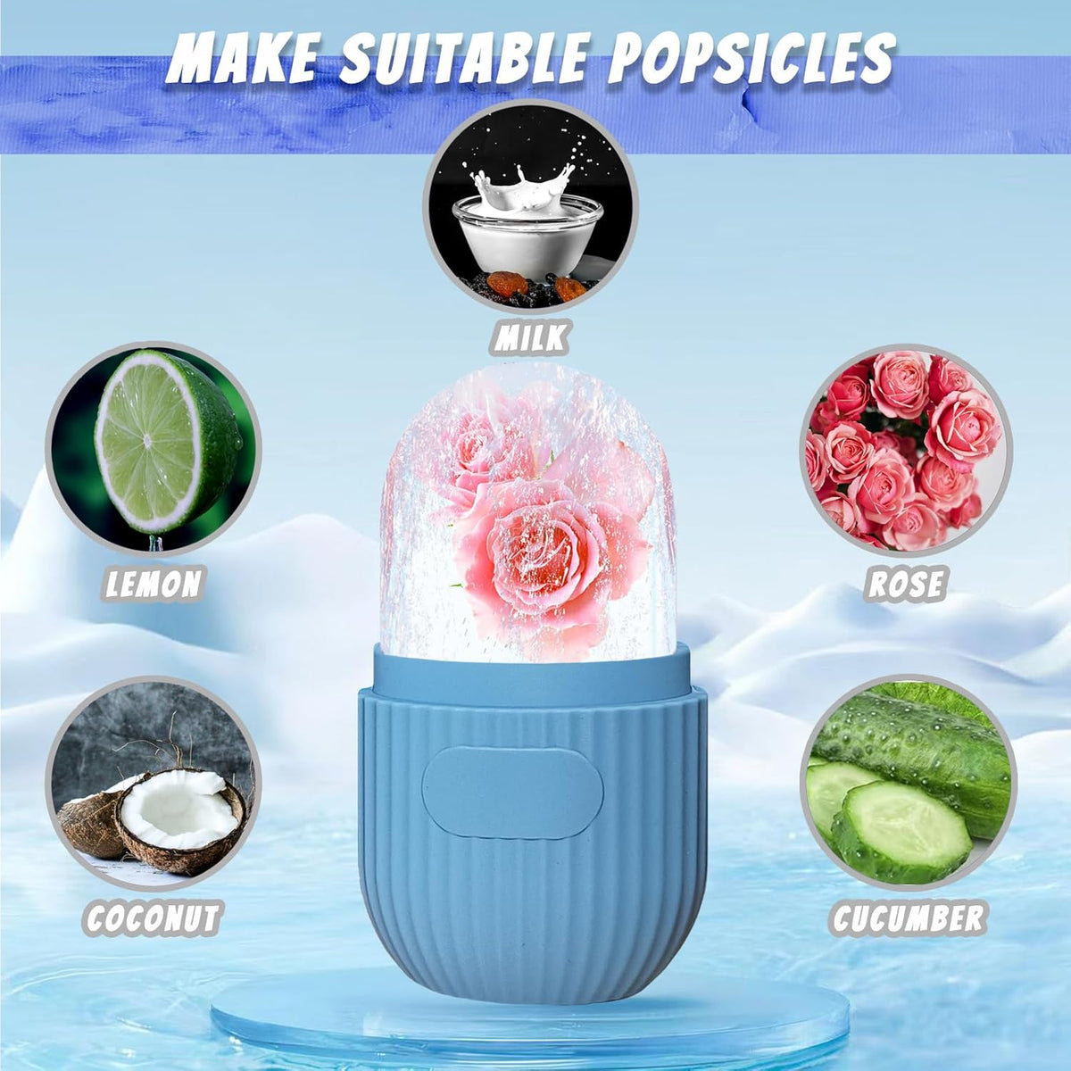 Ice Face Roller, Reusable Silicone Mold Face Massage Eye Facial Beauty Skin Care Tools Apply Ice