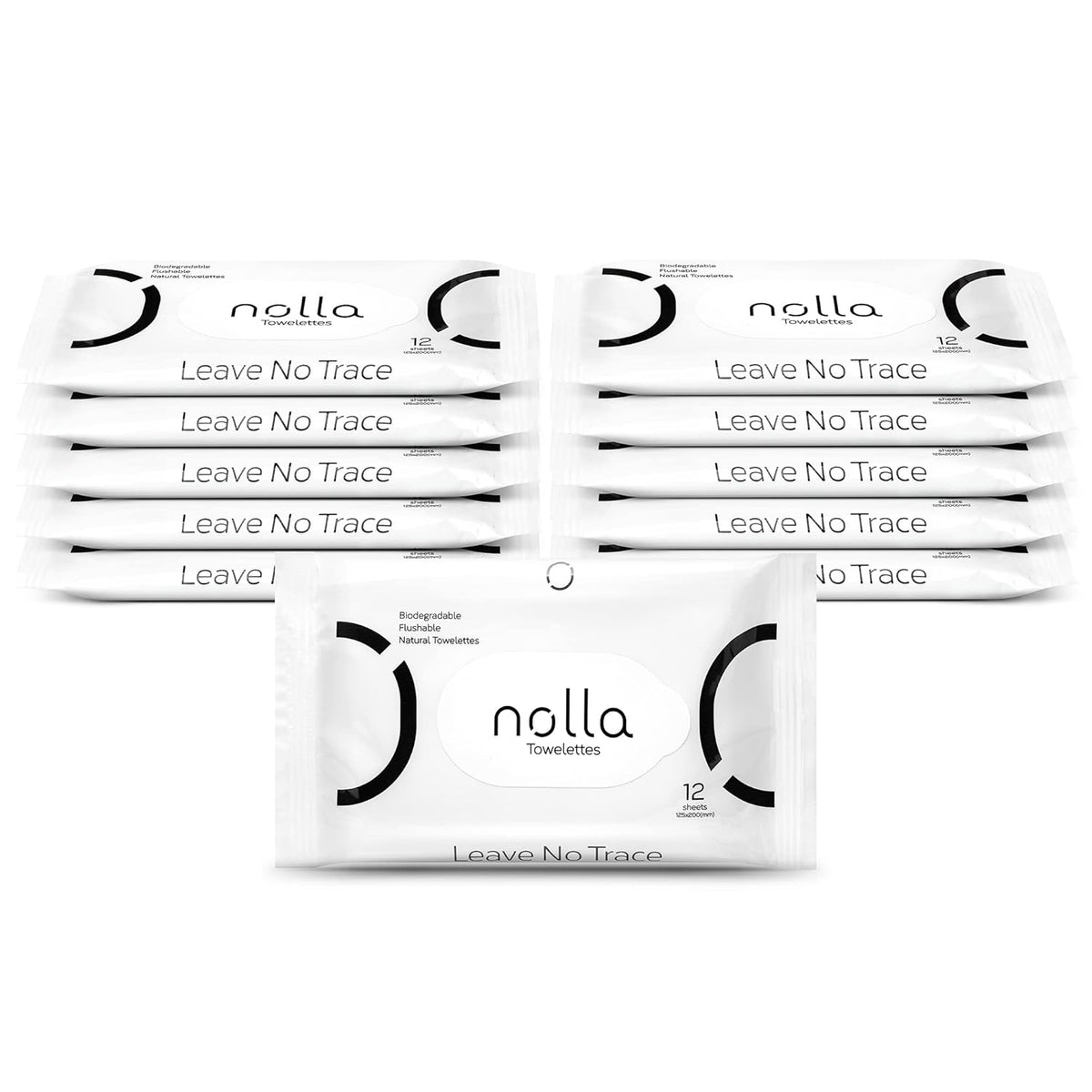Nolla Flushable Wipes Travel Packs, 100% Plant-Based, Plastic-Free and Biodegradable - Unscented +