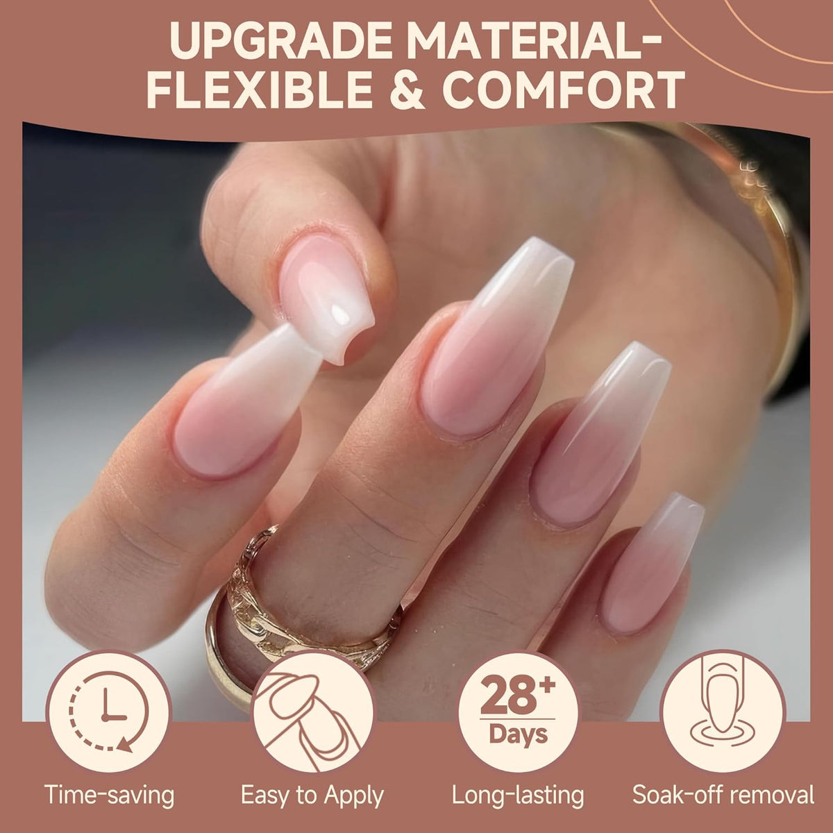 UNA GELLA Coffin Nails Tips, 216 PCS Soft Gel Nail Tips Coffin Half Matte Full Cover False Nails