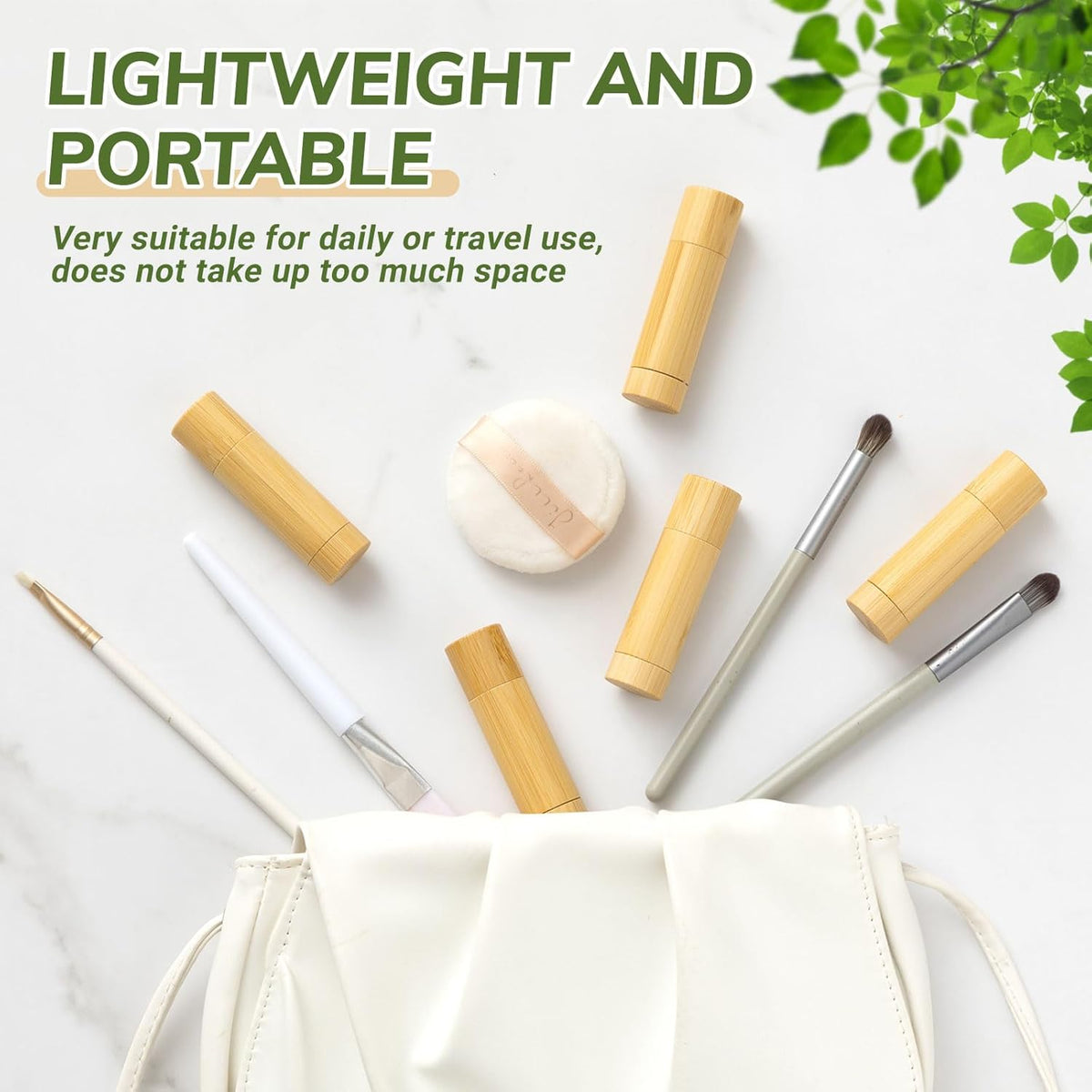 Leinuosen 24 Pcs Bamboo Empty Lipstick Tubes, Refillable 5g Lip Balm Containers with Rotable