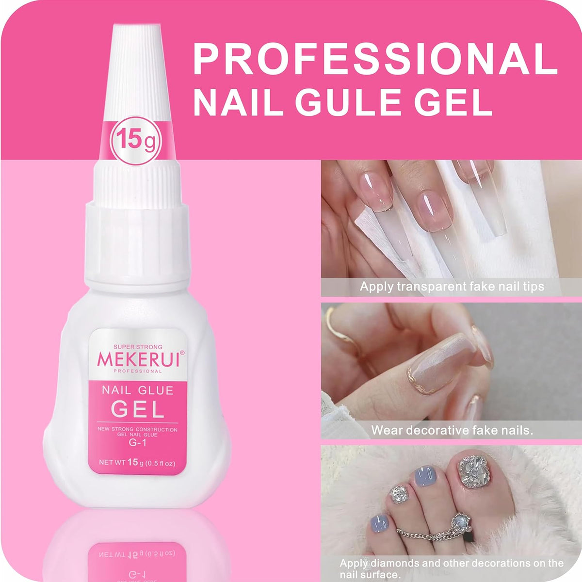 Super Strong Nail Glue for Press on Nails Resists Dripping and Clogging. It Dries Rapidly in 7