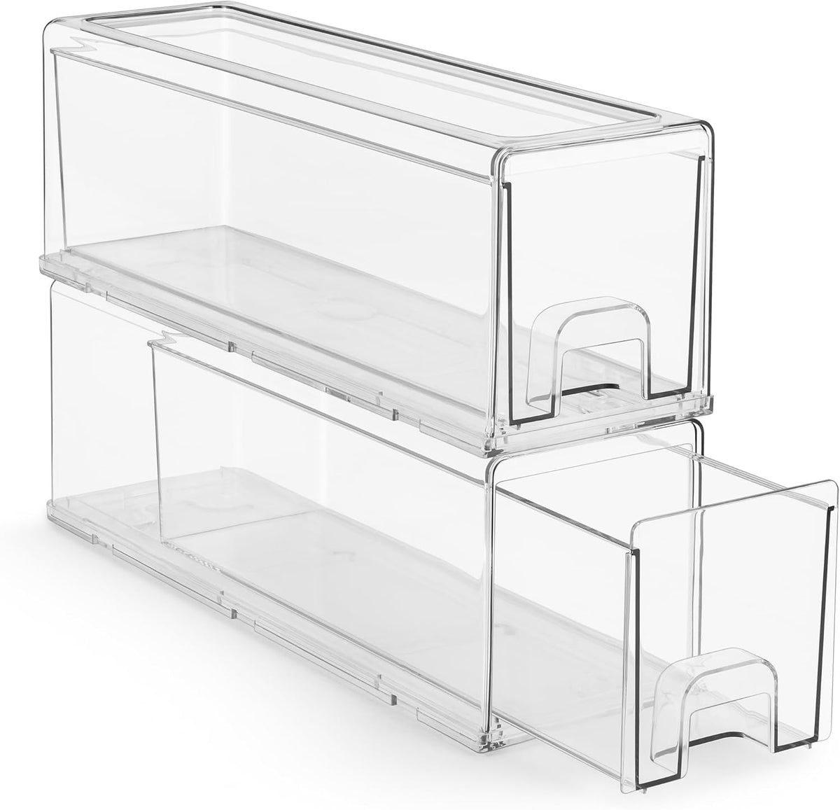 Sorbus Small Clear Stackable Storage Drawers – 2-Pack Plastic Organizer Bins with Handles