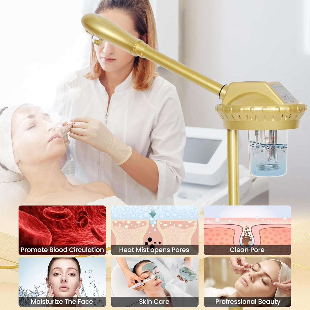 Facial Steamer Professional with More Steam for Deep Cleansing and Hydration, Estheticians Steamer