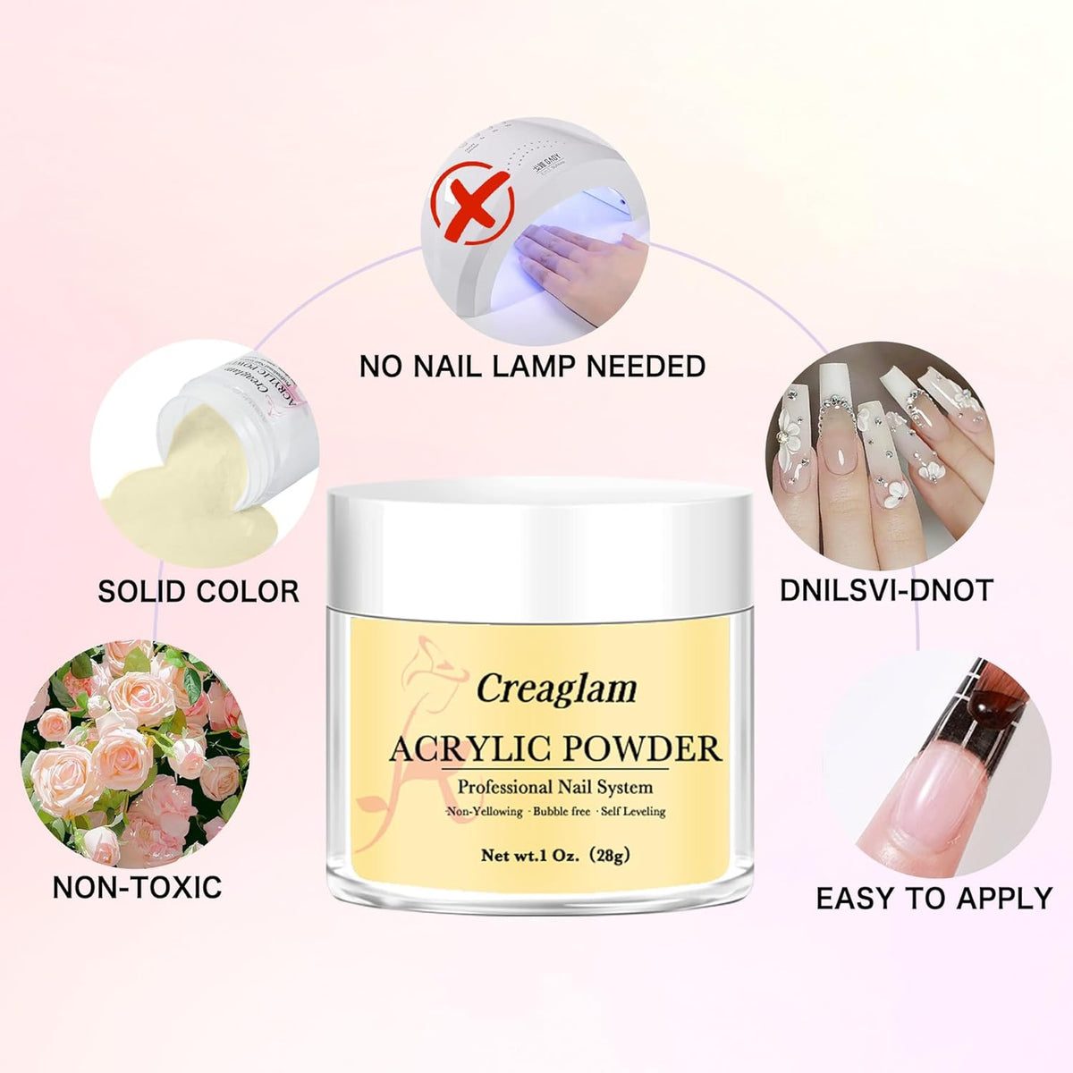Professional Acrylic Powder for Nail: Large Capacity 3 Colors Pink Tulle Wax Yellow Festival Bloom