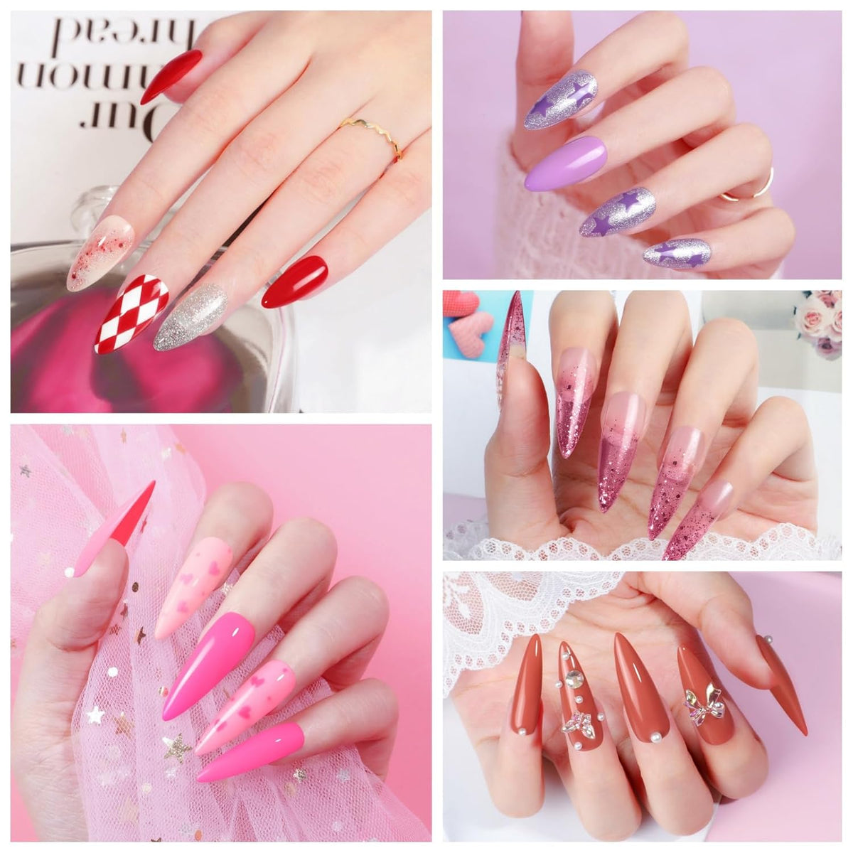 60PCS Gel Nail Polish Starter Kit, 7ml 55 Colors gel polish with 5pcs Top Base Coat Pink White Red