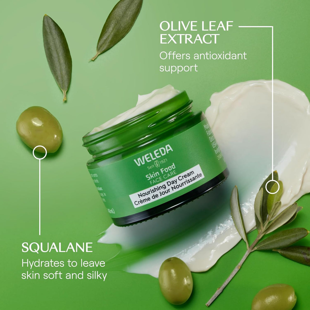 Weleda Skin Food Face Care Nourishing Day Cream, 1.3 Fluid Ounce, Plant Rich Moisturizer with Olive