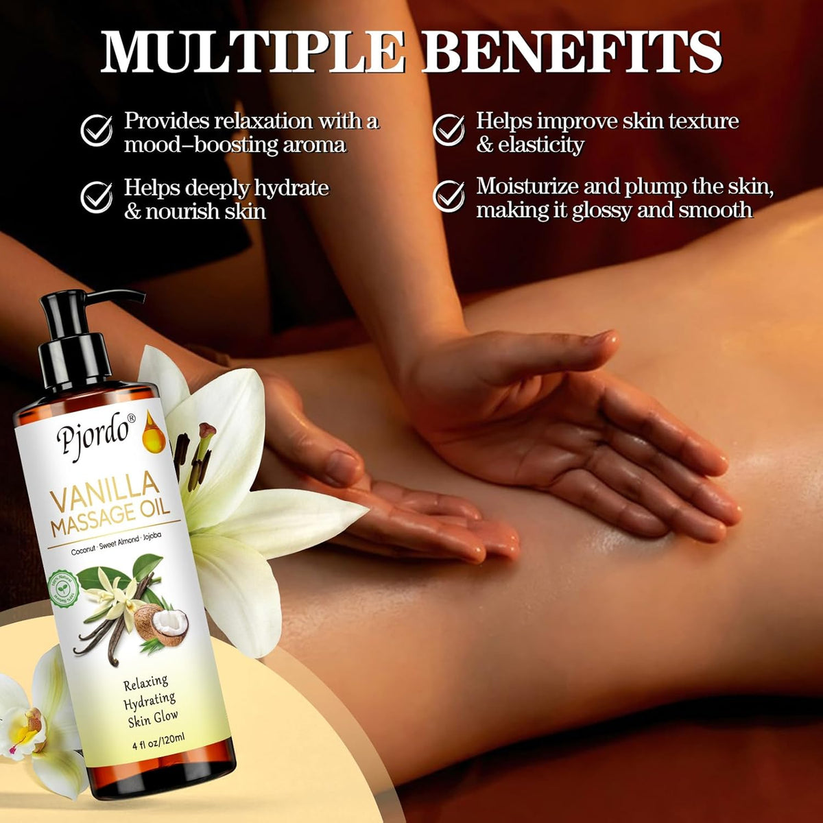 Massage Oil for Massage Therapy, Vanilla, Lavender Oil, with Massage Roller Ball, Massage Oils for
