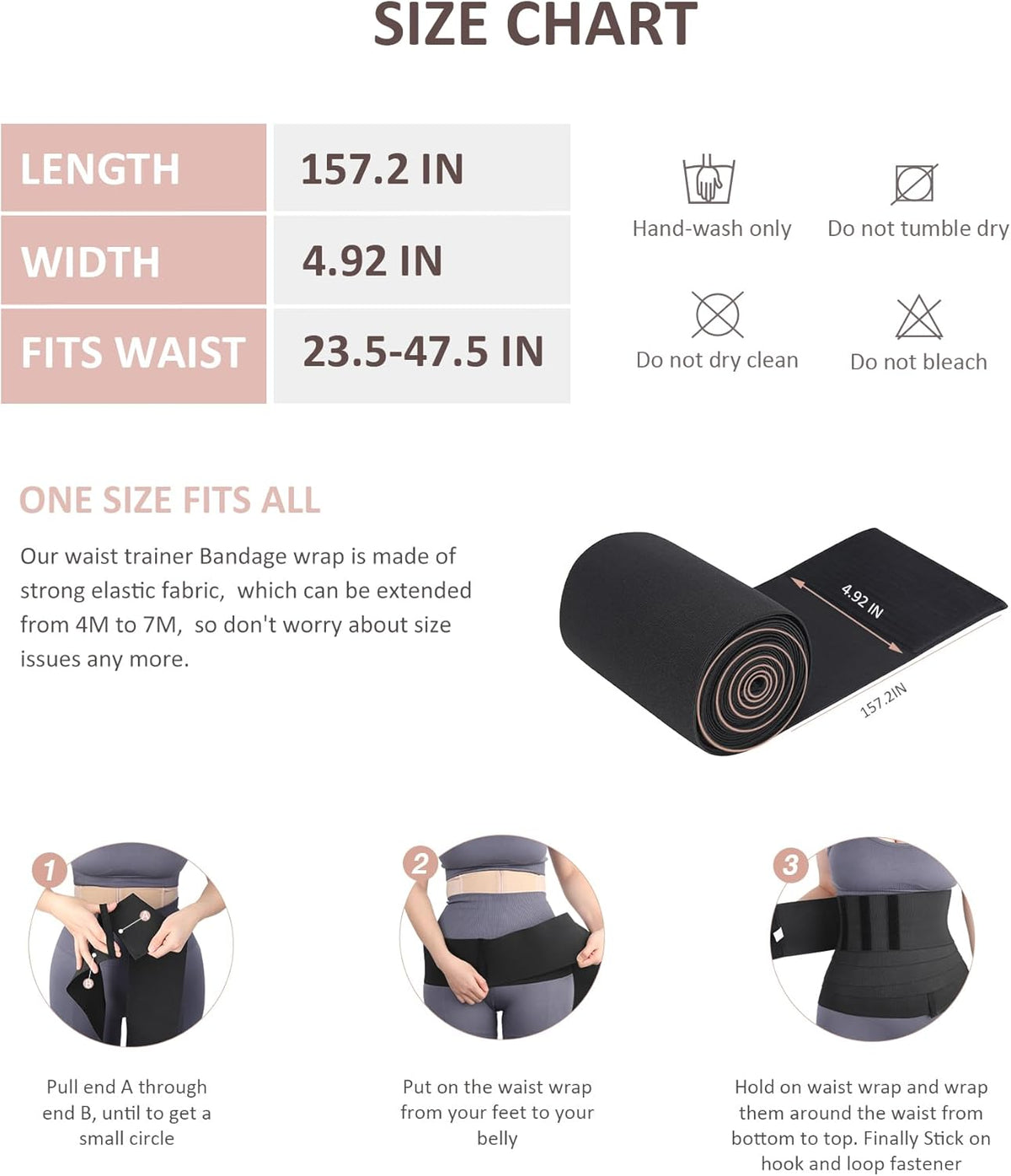 FeelinGirl Waist Trainer for Women Trimmer Belt Waist Cincher Tummy Wrap Plus Size Snatch Me Up