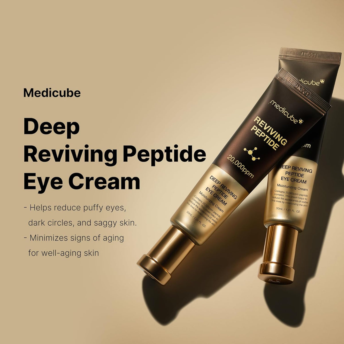medicube Deep Reviving Peptide Eye Serum 1.01 Fl. Oz., | Eye Treatment Serum with Quadruple