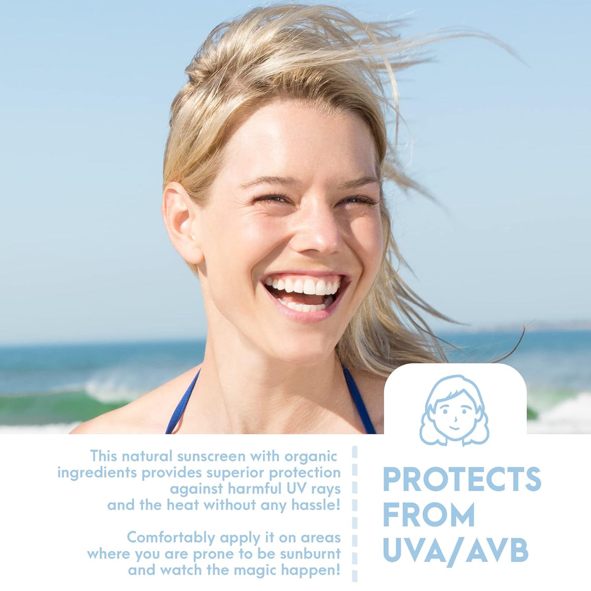 SPF15 Broad Spectrum Natural Sunscreen, Soothing & Hydrating Sunscreen Lotion, Plant-Based Sun