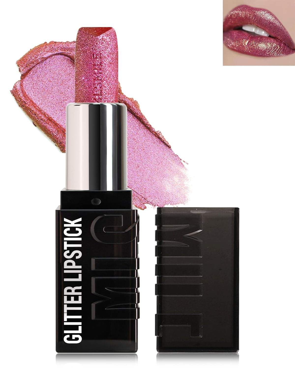 Diamond Glitter Matte Lipstick, Long Lasting Waterproof Ruby Red Metallic Sparkling High Pigment