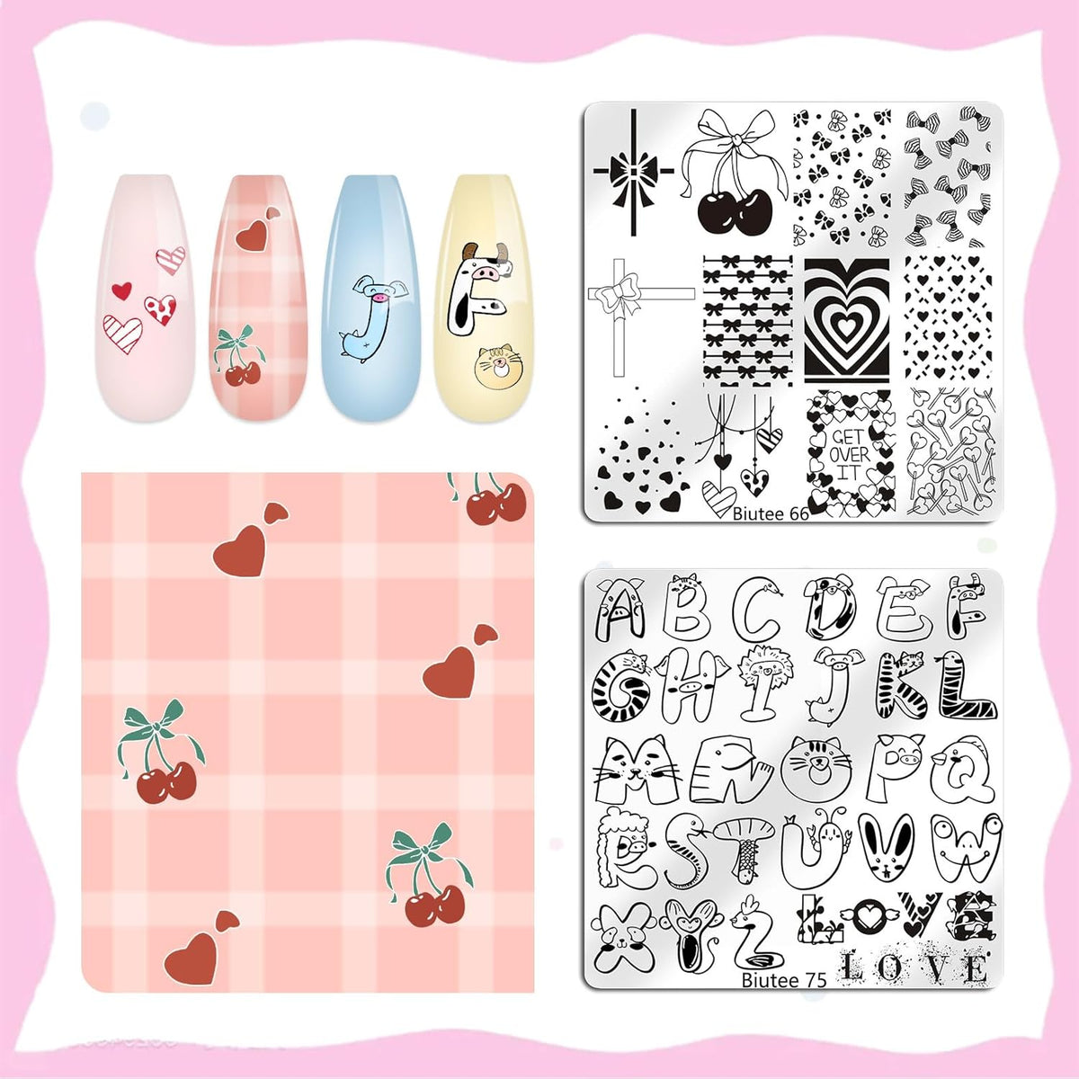 Biutee Nail Stamping Plate 15PCS Nail Stamper Kit Nail Art Stamping Plates Set with Nail Stamper