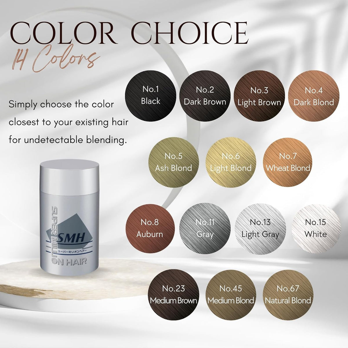 SMH Hair Fibers MADE IN JAPAN – Instantly Conceals Thinning Hair –Long-Lasting – Sweat, Water &
