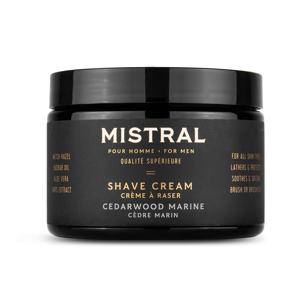 Mistral Cedarwood Marine Shaving Cream for Men | Smooth Triple Layered Foam | Men’s Shave Cream