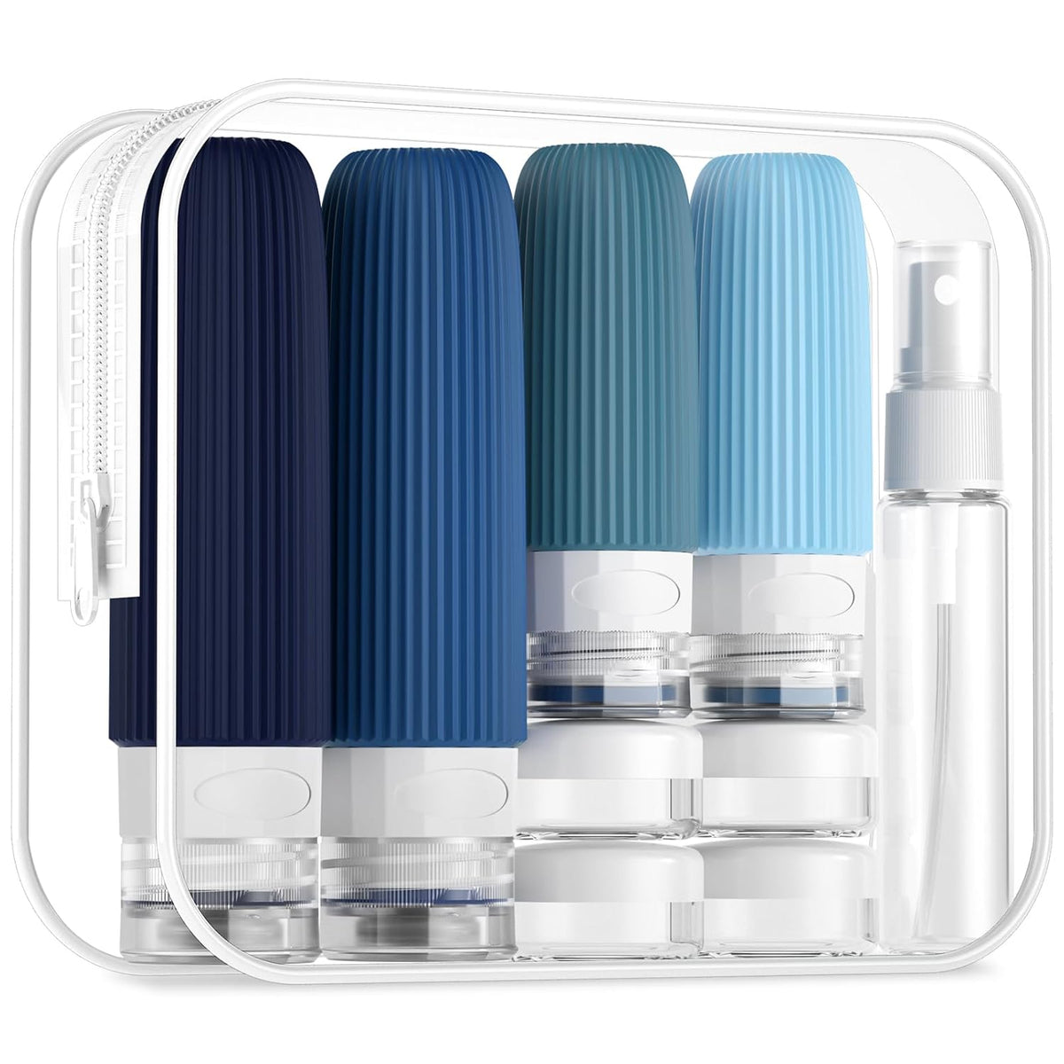 16 Pack Travel Bottles Set, TSA Approved Leak Proof Silicone Squeezable Containers for Toiletries
