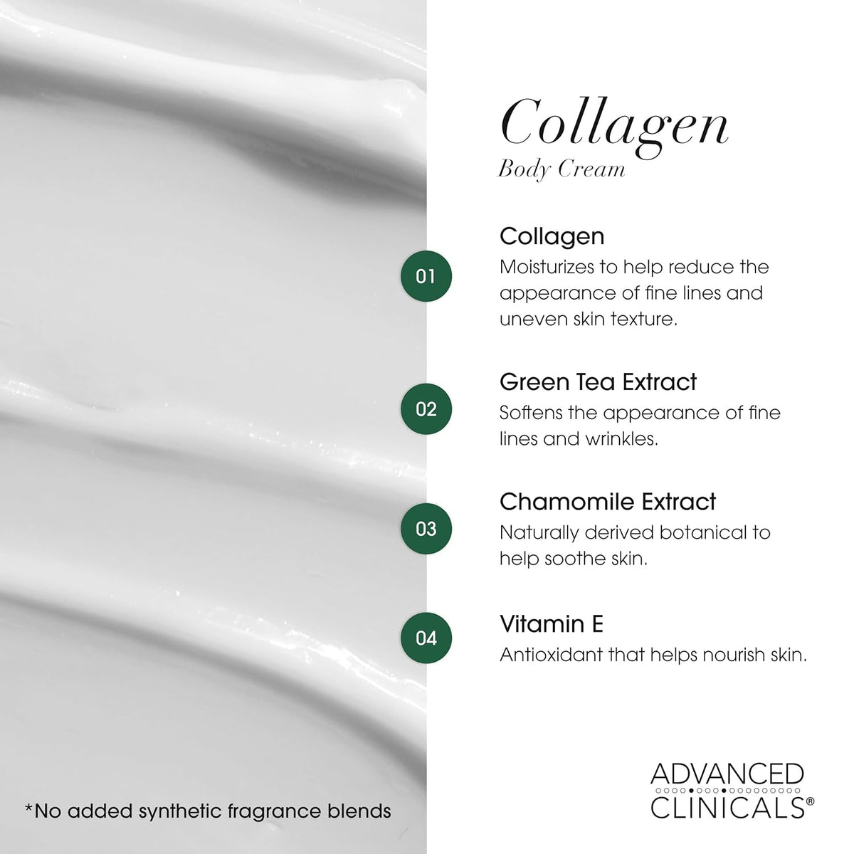 Advanced Clinicals Collagen Cream W/Hyaluronic Acid Face Moisturizer + Collagen Body Cream 2pc