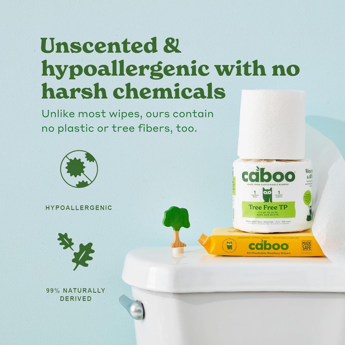 Caboo Tree Free Flushable Wipes, Certified Flushable, Septic Safe, Biodegradable, Chemical Free