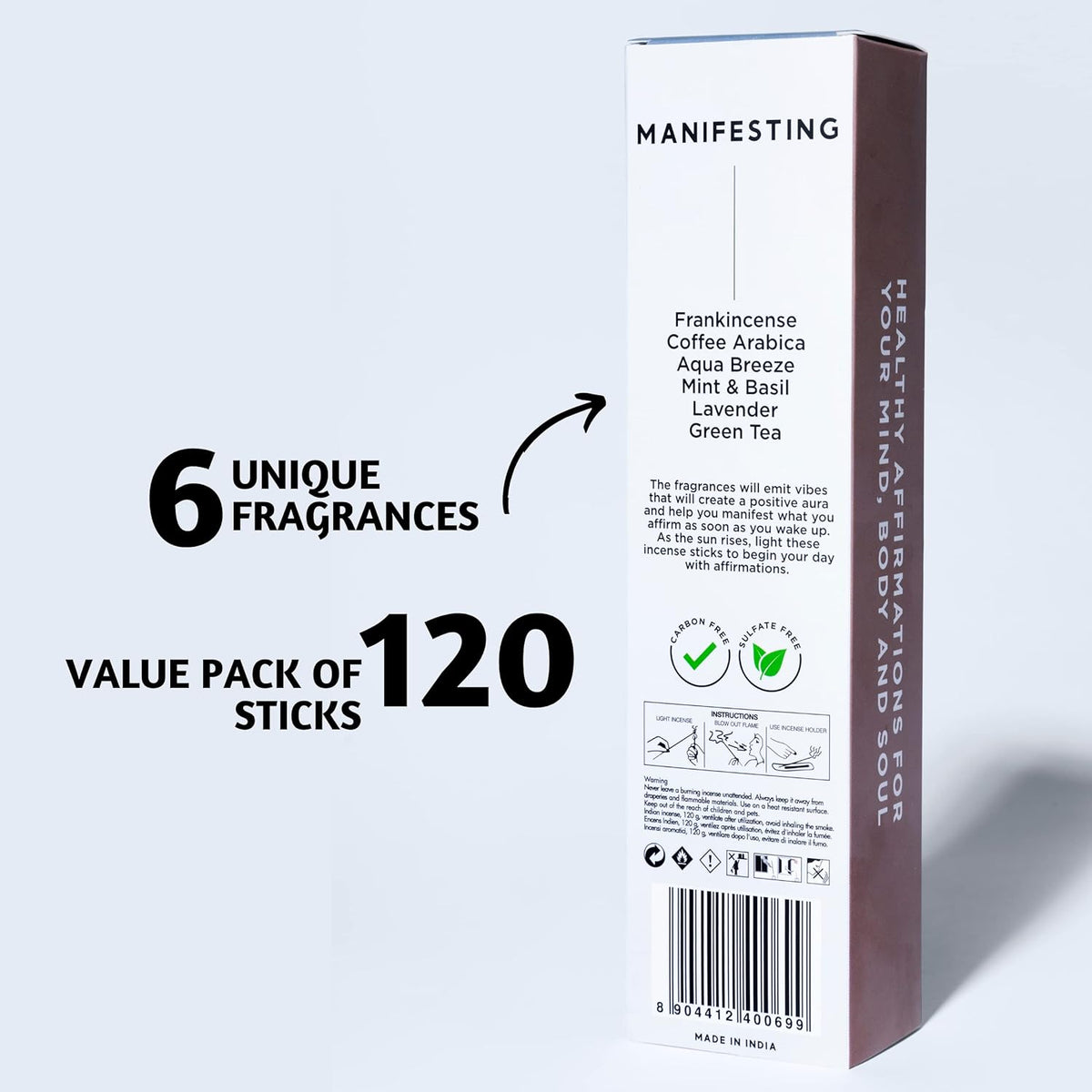 Folkulture Incense Sticks | Set of 6 (120 Non Toxic Insence-Sticks) for Manifesting with 45 Mins