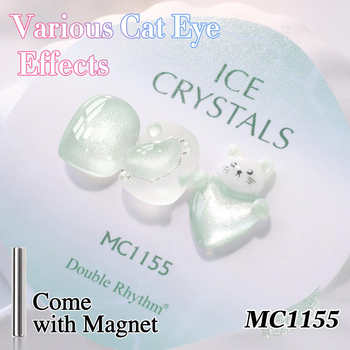 Double Rhythm 0.5 Oz Cat Eye Gel Polish with Magnet Same Color Same Bottle Holographic Glitter