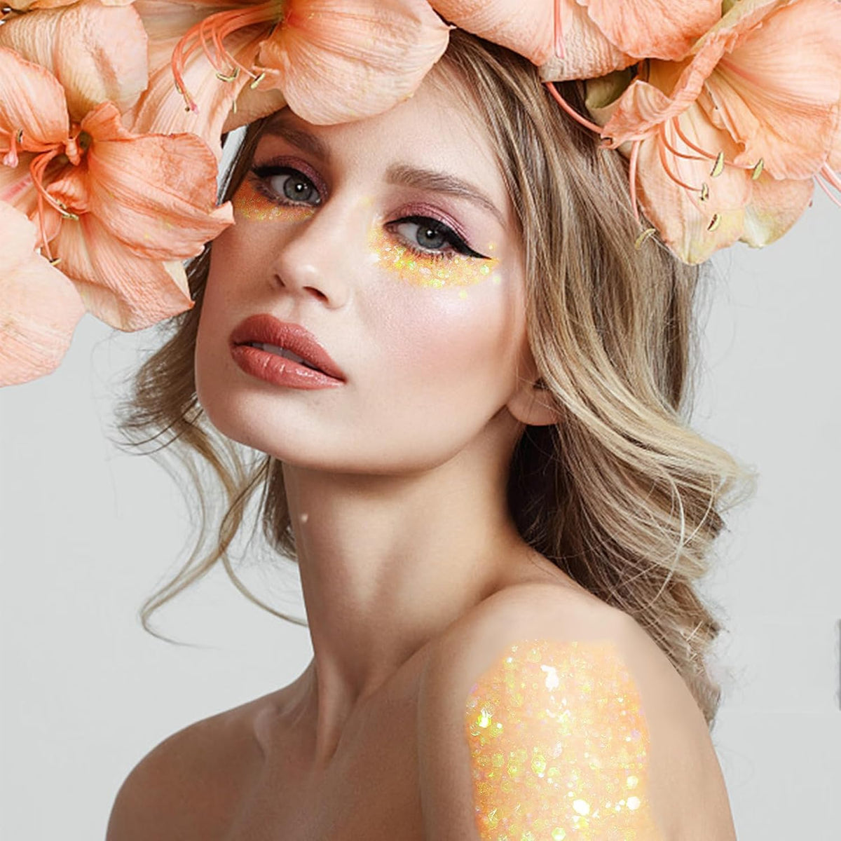 DAGEDA Body Glitter Gel, Face Glitters Body Gel Sequins Shimmer Liquid Eyeshadow, Chunky Glitter
