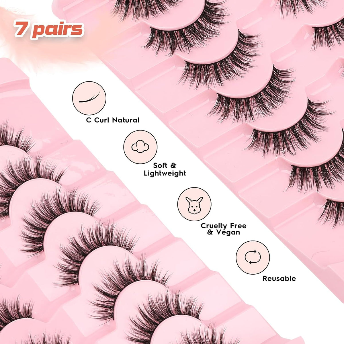 False Lashes Wispy Eyelashes Natural Look 15MM Fake Eyelash with 0.1MM Thin Band Lightweight 3D