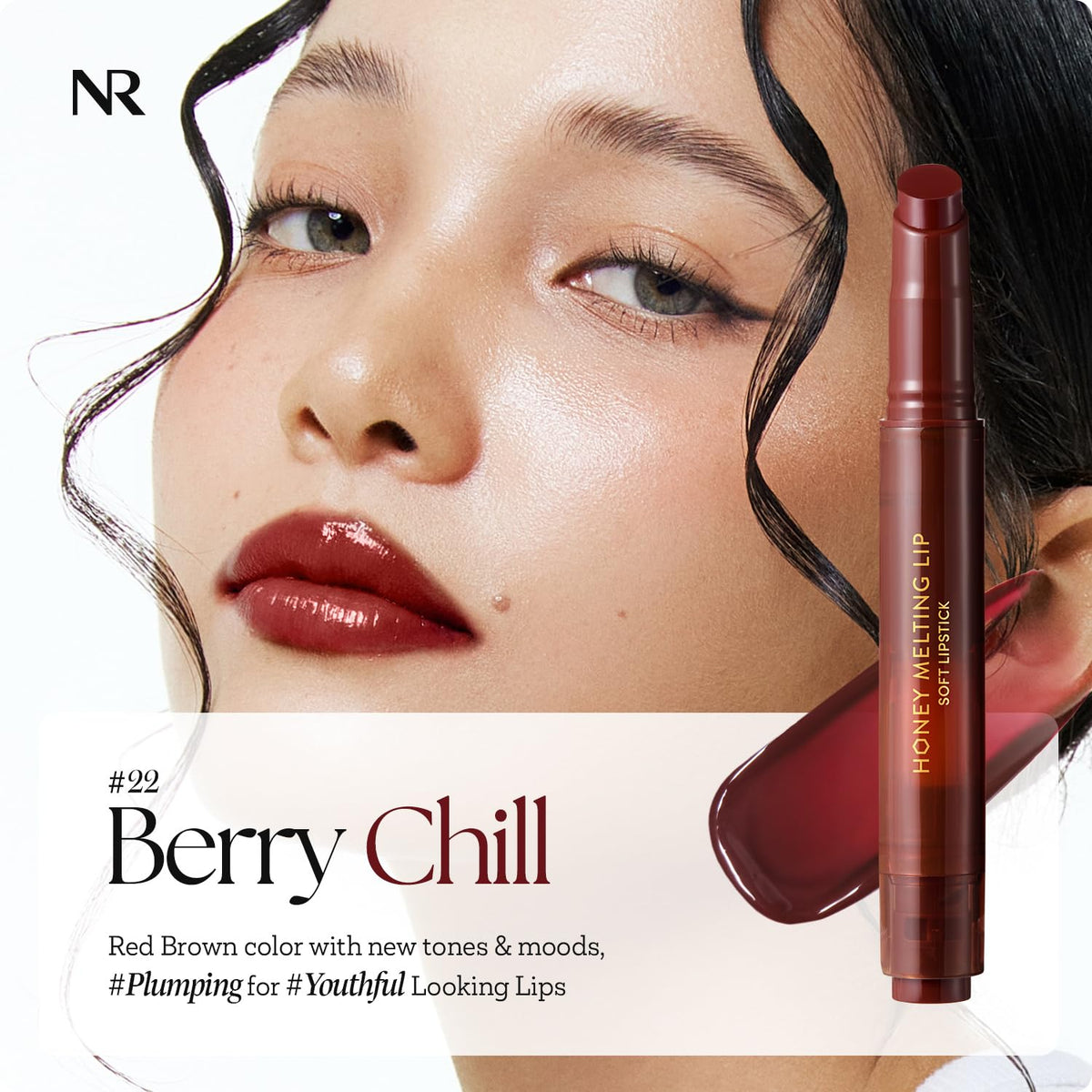 Nature Republic HONEY MELTING LIP PLUMPING (22 BERRY CHILL) SOFT LIP STICK, Hydrating Gloss