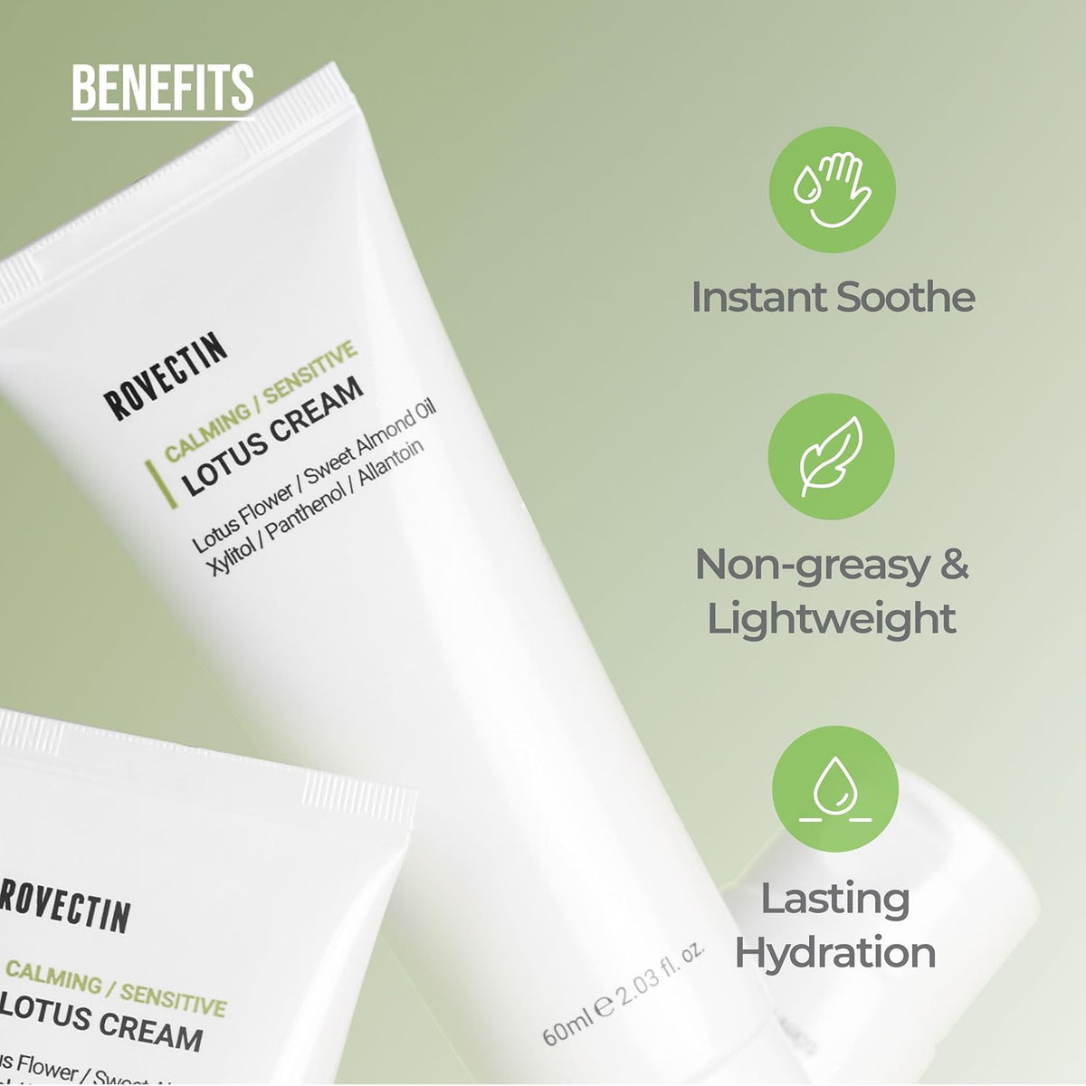 ROVECTIN Calming Lotus Water Cream - Lightweight Face Moisturizer for Oily, Combination Skin | 75%