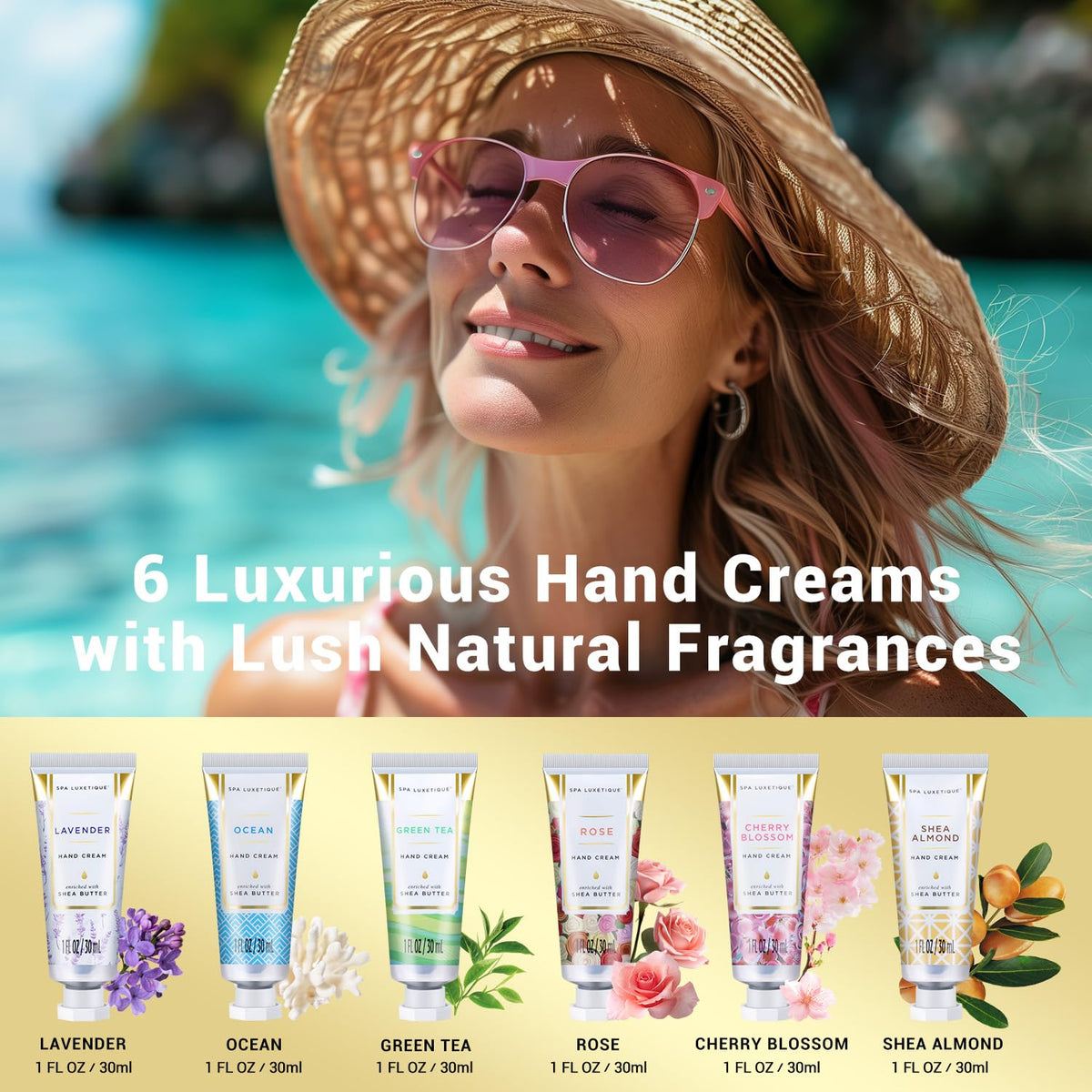 spa luxetique Travel Size Hand Cream Gift Set - Scented Hand Lotion for Dry Skin, Ideal Birthday