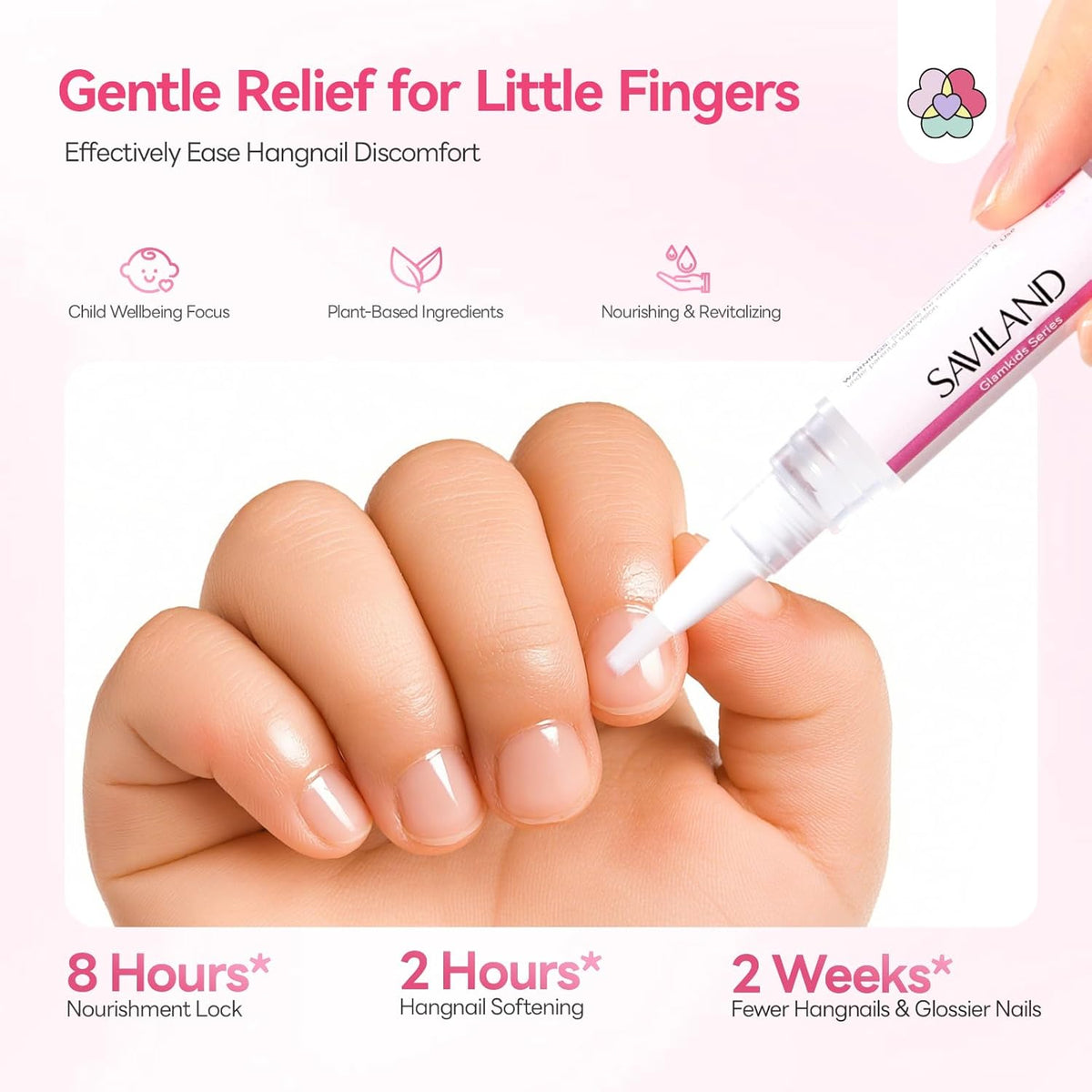 SAVILAND Cuticle Oil Pen for Kids: Plant-Based Nail Oil Pen 8-Hour Long-Lasting Nourishment 2-Hour