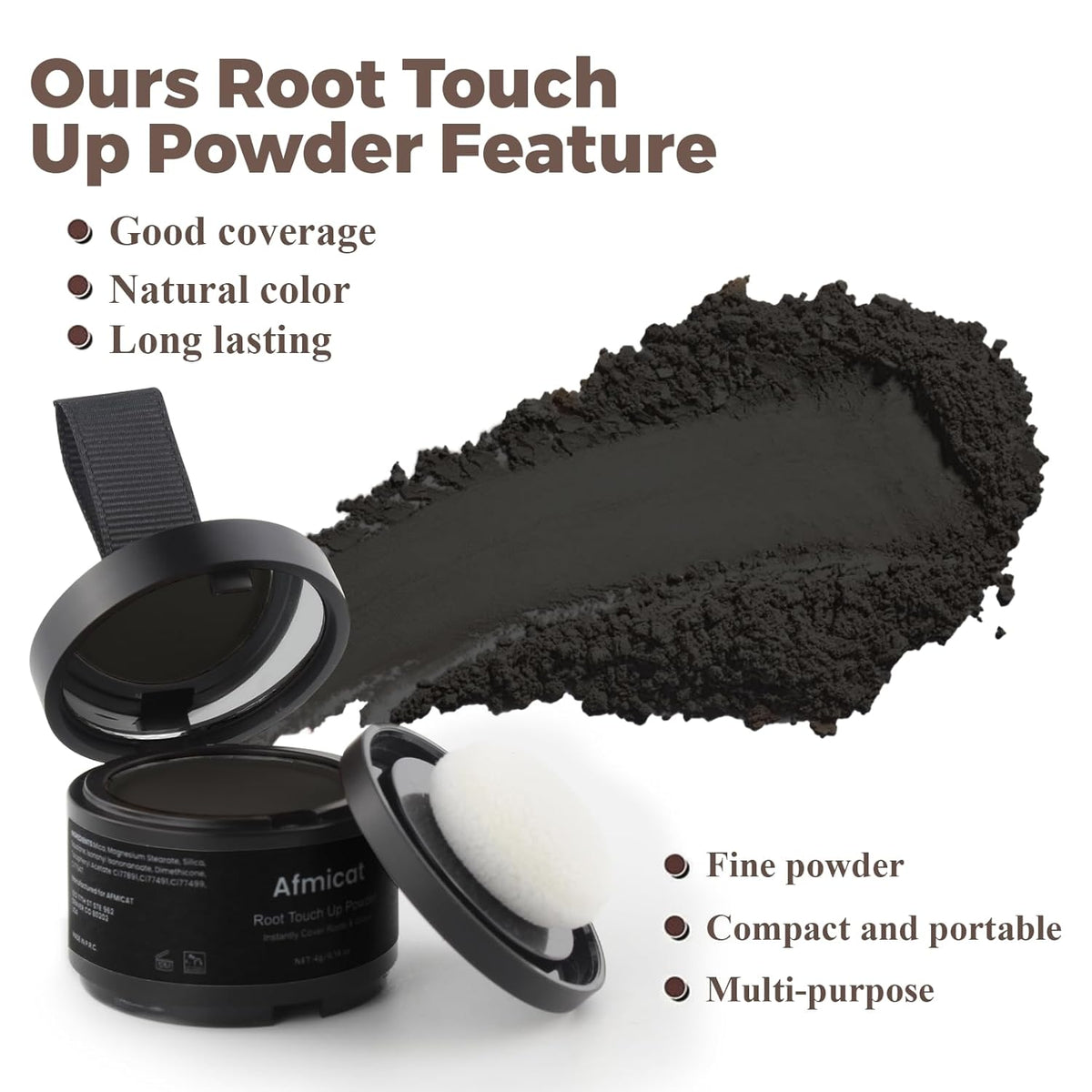 Instant Hairline Powder, Root Touch Up Hair Color for Gray Coverage and Thinning Hair, Root Cover