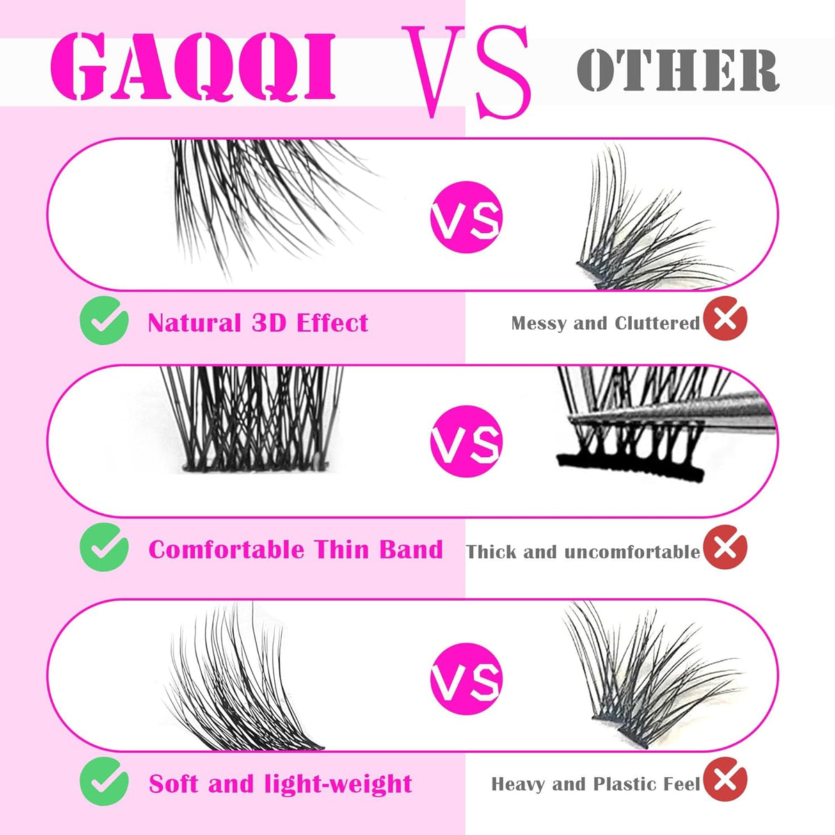GAQQI Lash Clusters, Cluster Eyelash Extensions 120 Cluster Lashes, Volume Eyelash Clusters