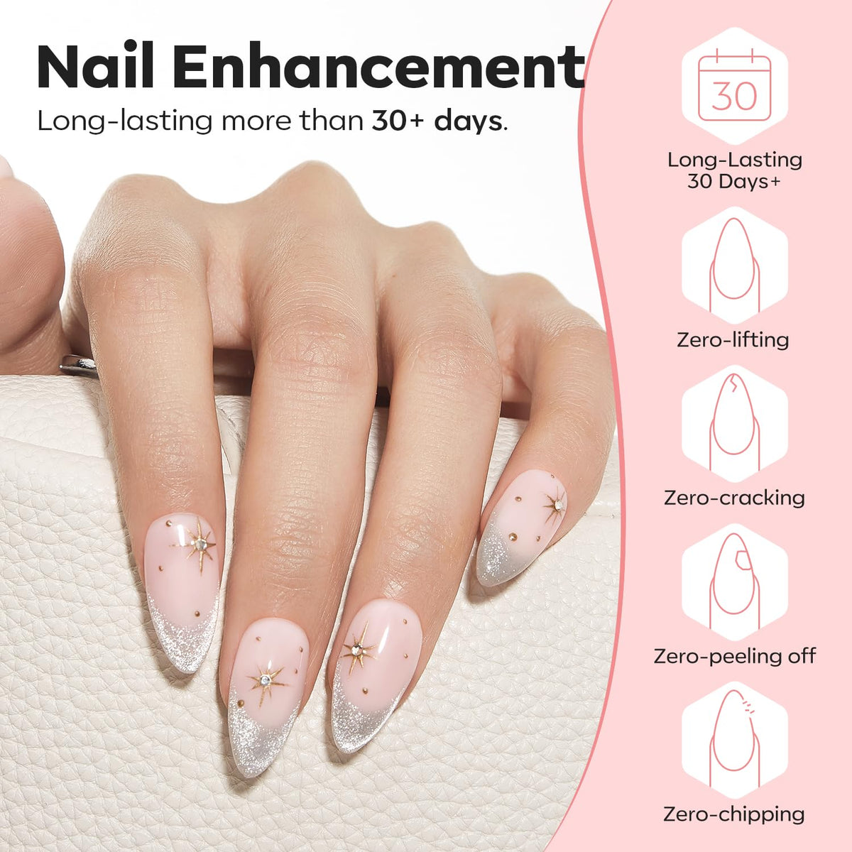 modelones Builder Nail Gel, 8-in-One Barely Pink Builder, Sheer Pink Rubber Base Gel Polish, LED