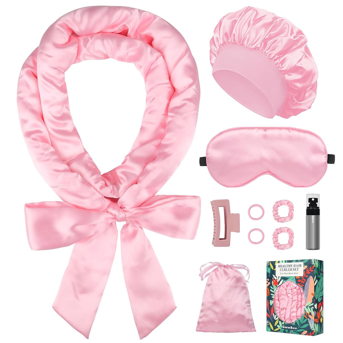 Satin Heatless Curls Overnight Hair Curlers to Sleep In Hair Curler Rollers No Heat Hair Wrap for