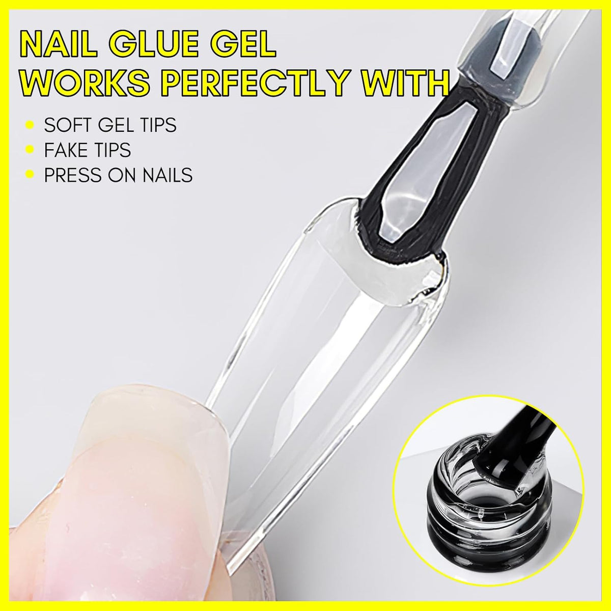 Makartt Gel Nail Glue: 3 in 1 Nail Glue for Acrylic Nails Extension Super Strong Adhesive Bond Long