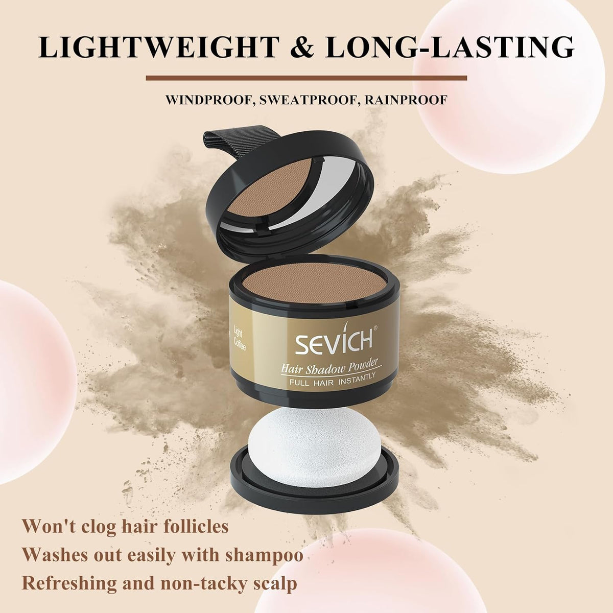 SEVICH Hairline Shadow Powder - Quick Cover for Grey Roots, Eyebrows & Beards, Touch Up Thinning