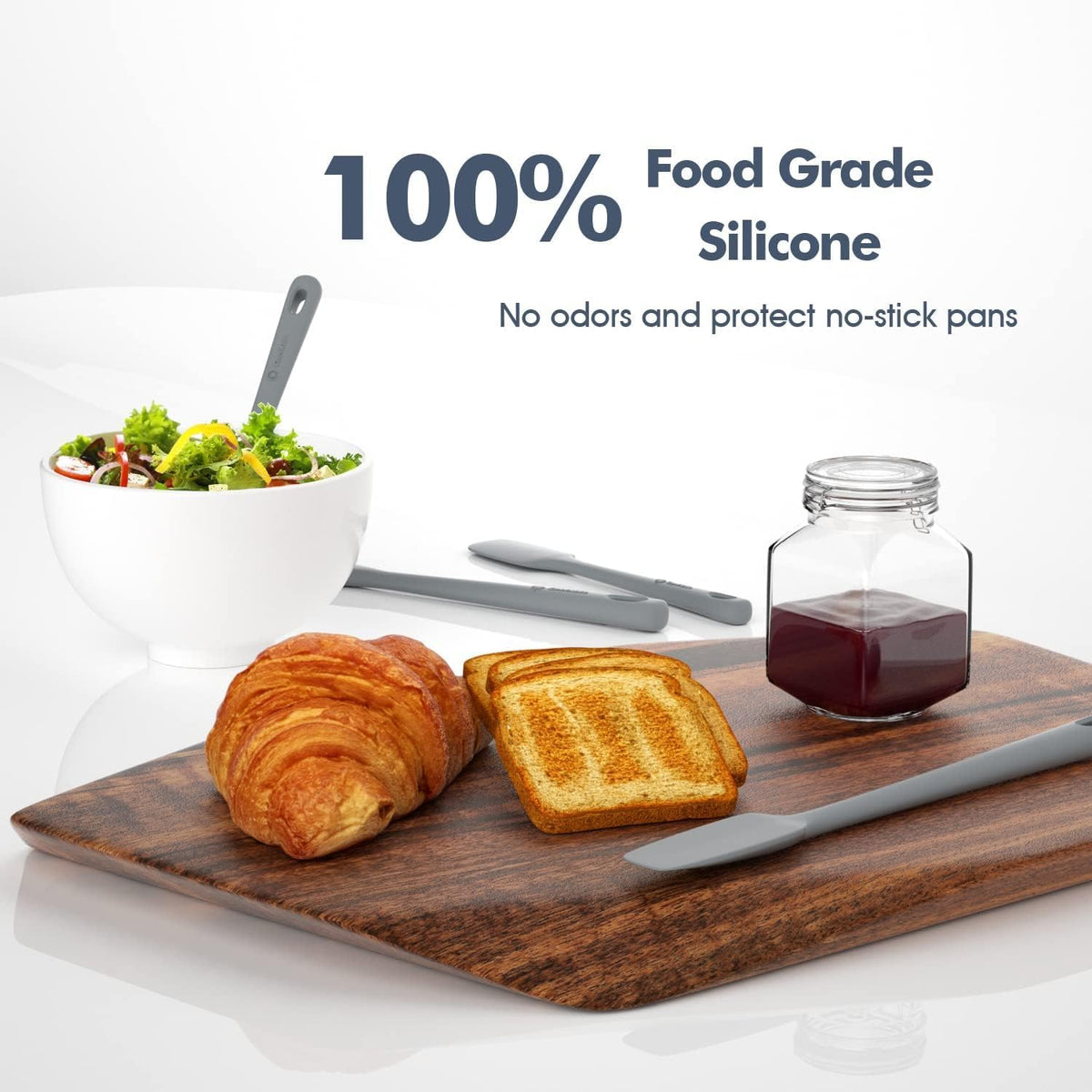 4 Pieces Silicone Spatula Set, Food Grade Rubber Spatula, Upgrade Strong Handle with Ergonomic