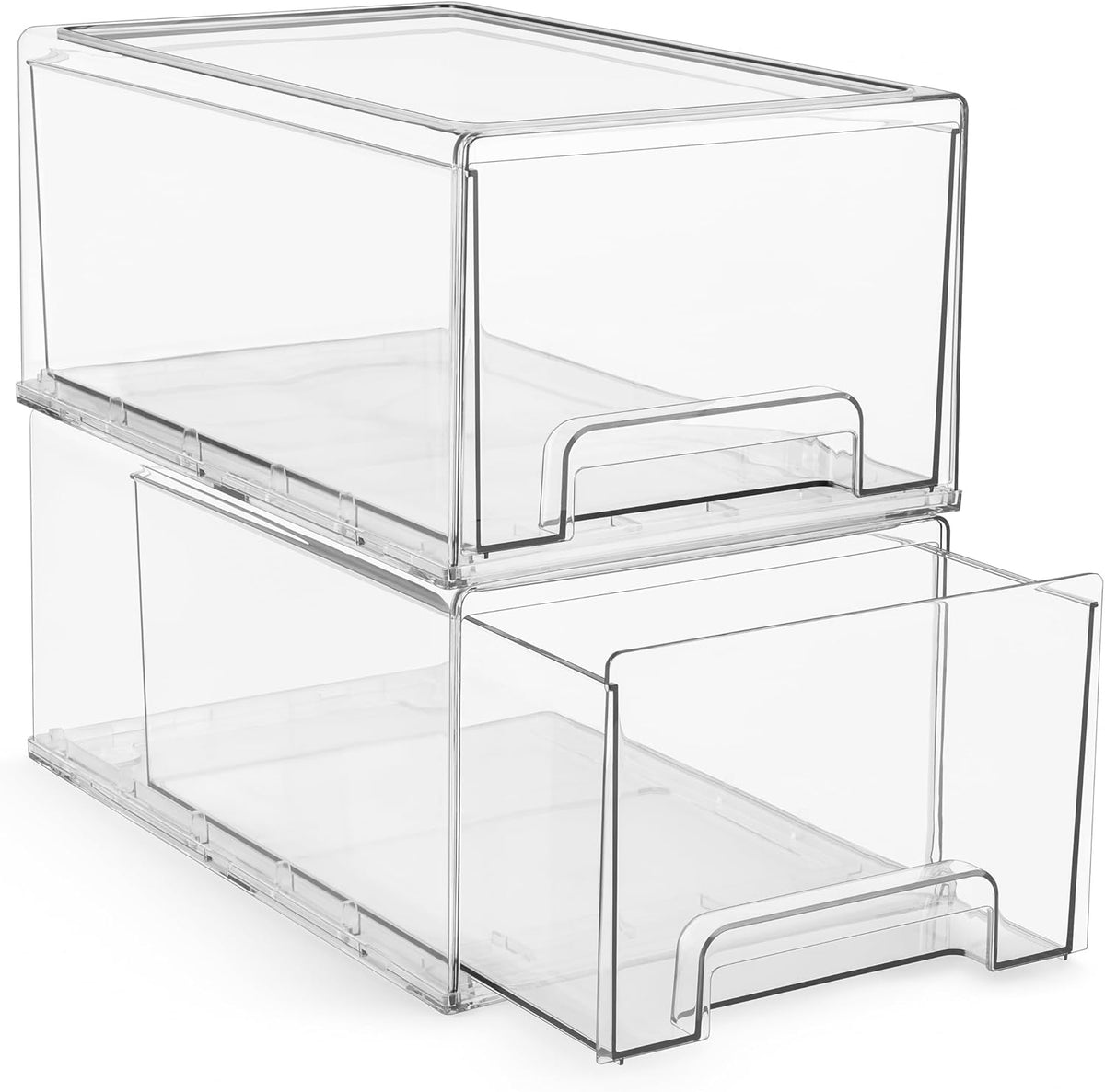 Sorbus Large Clear Stackable Storage Drawers – 2-Pack Plastic Organizer Bins with Handles
