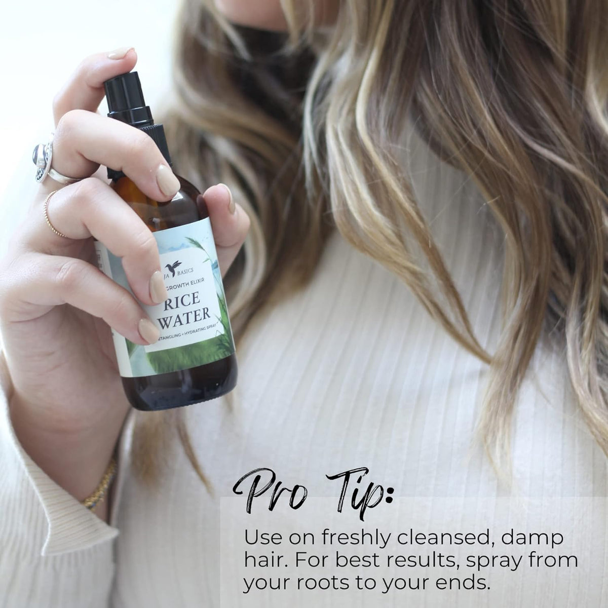 Rice Water for Hair Growth – Fermented Leave-In Spray for Thicker, Longer, Shinier Hair – Split End